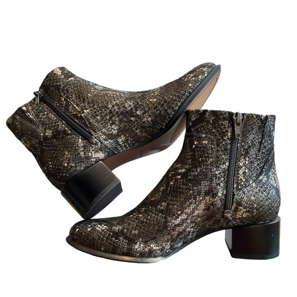 Vionic Kamryn Pewter Animal print Nubuck Leather Ankle Booties, size US 6.5 - Picture 3 of 11
